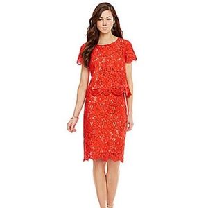 Antonio Melani Red Lace Top & Pencil Skirt Size 2
